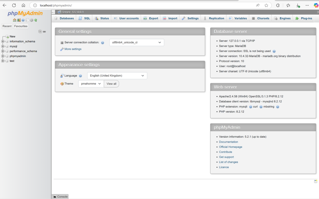 Side Income Blogging - phpMyAdmin screenshot 1