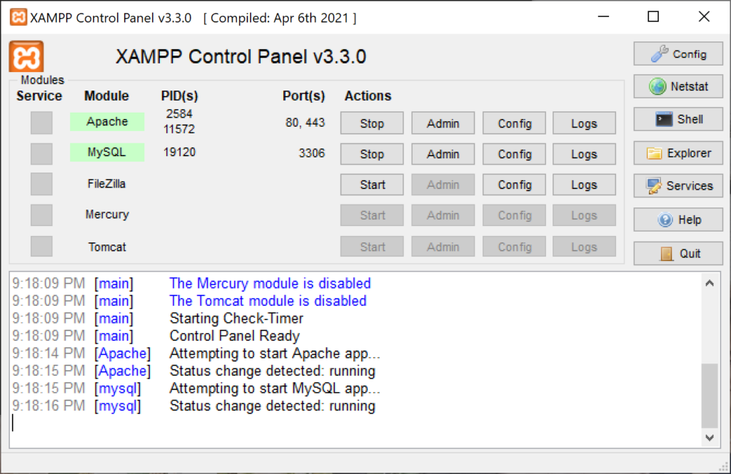 Side Income Blogging - XAMPP screenshot 4(b)